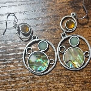 Silver and Multicolor Dangle Earrings